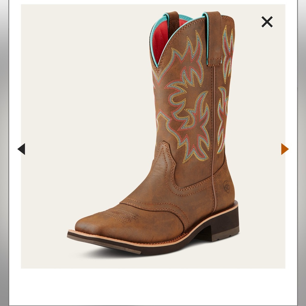 Ariat Delilah Western Rodeo Cowgirl Boots in Toasted Brown 11 square wide toe